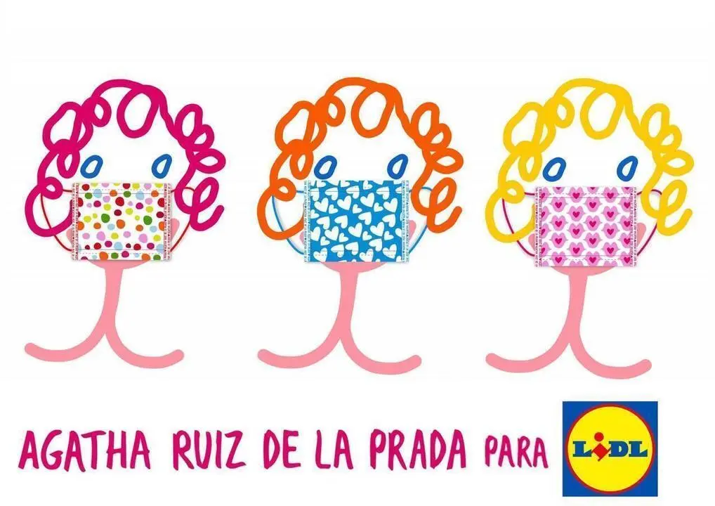 Lidl se ha unido a Agatha Ruiz de la Prada para lanzar mascarillas solidarias. Este proyecto se lanza para recaudar fondos para Save the Children.