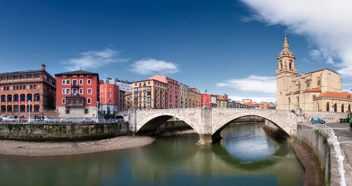 spain basque country bilbao san anton bridge over nervion river gettyimages 640424499