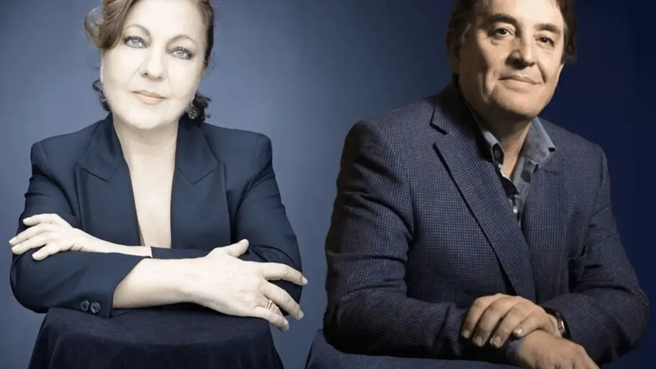 Carmen Linares y Luis Garcia Montero en la Fundacion Mediterraeno de Murcia