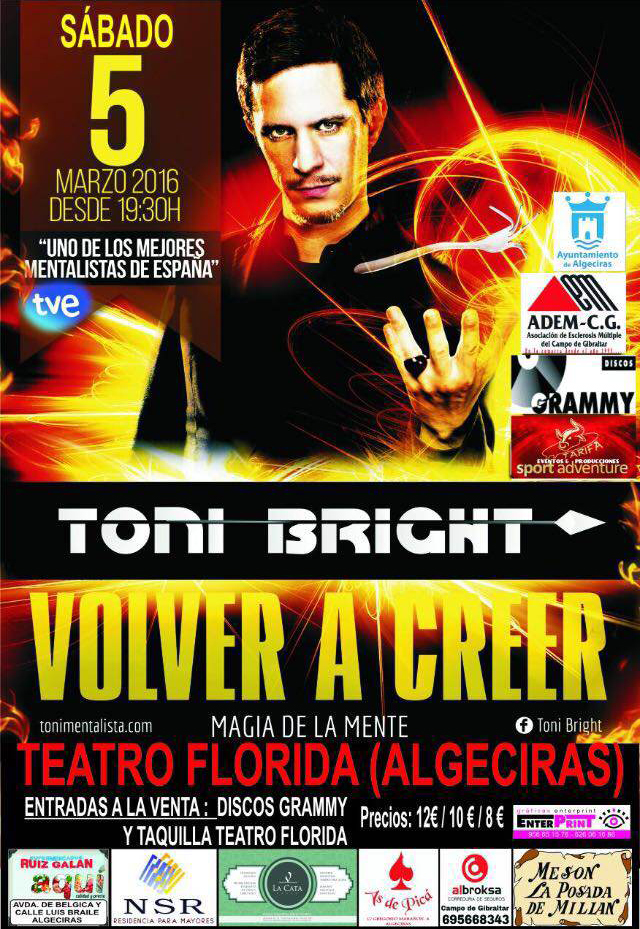 El mentalista Toni Bright en el Teatro Florida de Algeciras