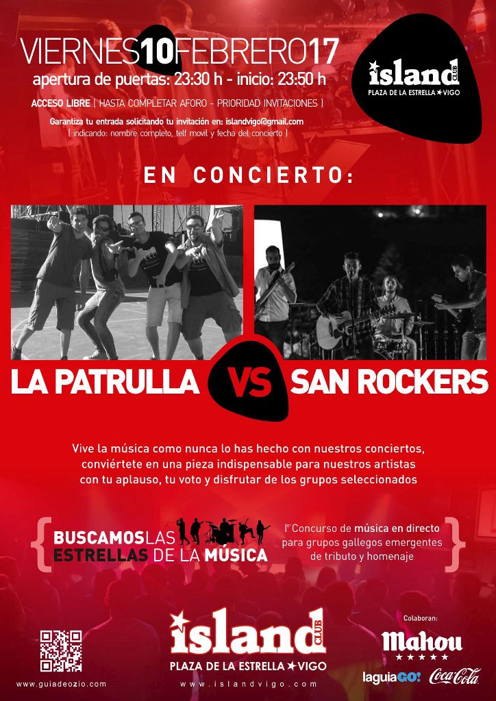 La Patrulla y San Rockers concierto en Island club de Vigo