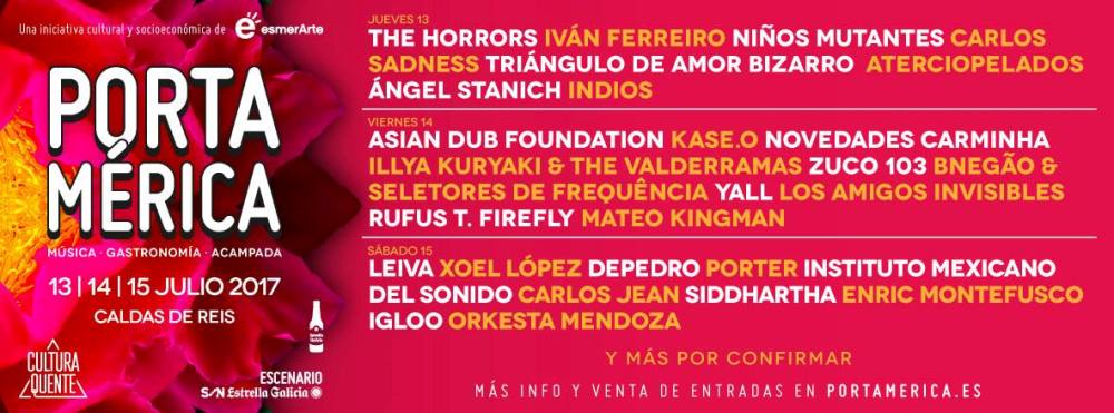 El Festival PortAmérica confirma a Leiva, The Horrors, Asian Dub Fundation o Aterciopelados