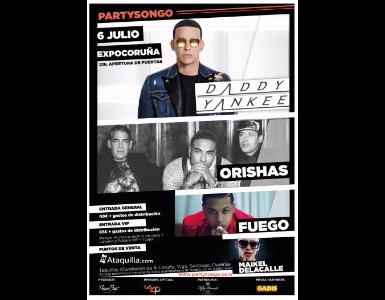 Festival Partysongo con Daddy Yankee, Orishas, Fuego y Maikel Delacalle en Coruña