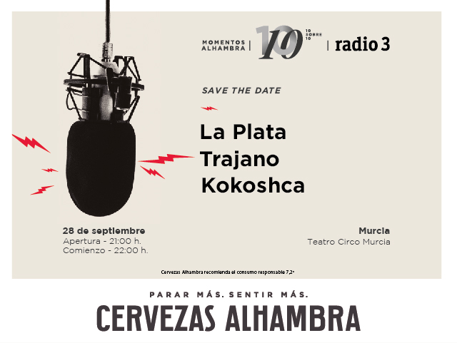 El cuarto concierto del «Momentos Alhambra: 10 sobre 10» lo protagonizarán La Plata, Trajano! y Kokoshca
