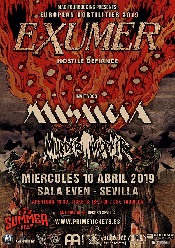 Exumer + Misticia + Murderworker en Sala Even de Sevilla