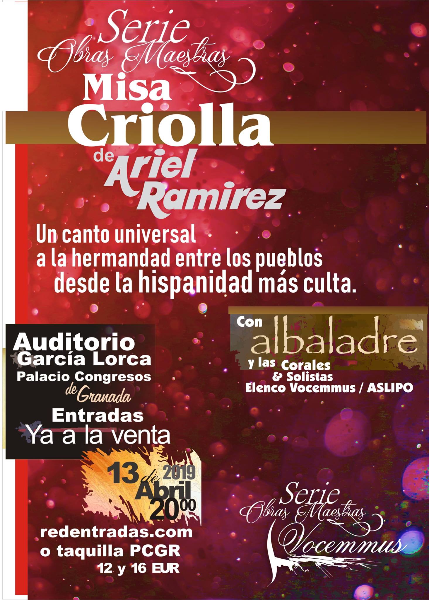 Misa Criolla de Ariel Ramírez llega en abril al Palacio de Congresos Granada.