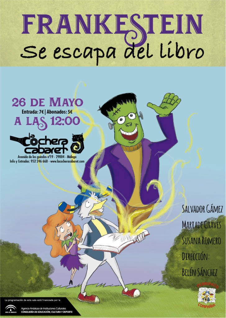 Teatro infantil con Frankestein se escapa del libro en La Cochera Cabaret de Málaga