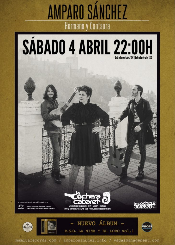 Amparo Sánchez presenta Hermana y Cantaora en La Cochera Cabaret de Málaga