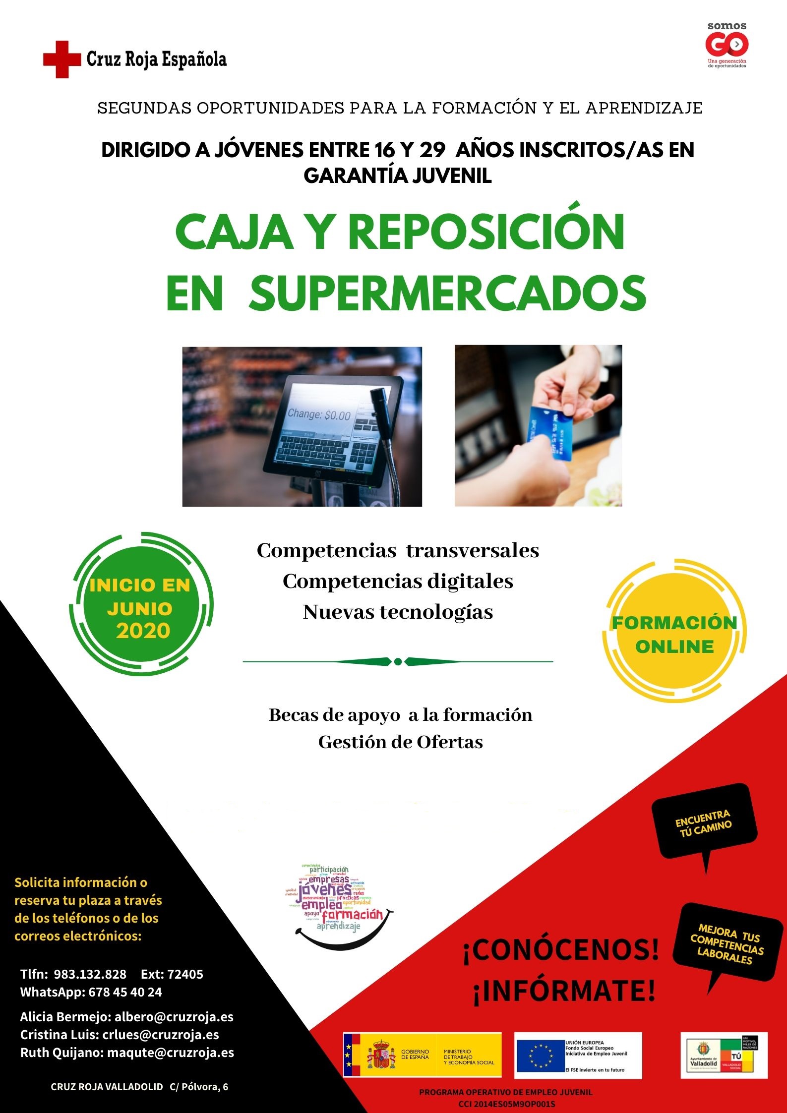 Cruz Roja en Valladolid organiza un curso gratuito on line `Curso de Caja y Reposición en Supermercados´
