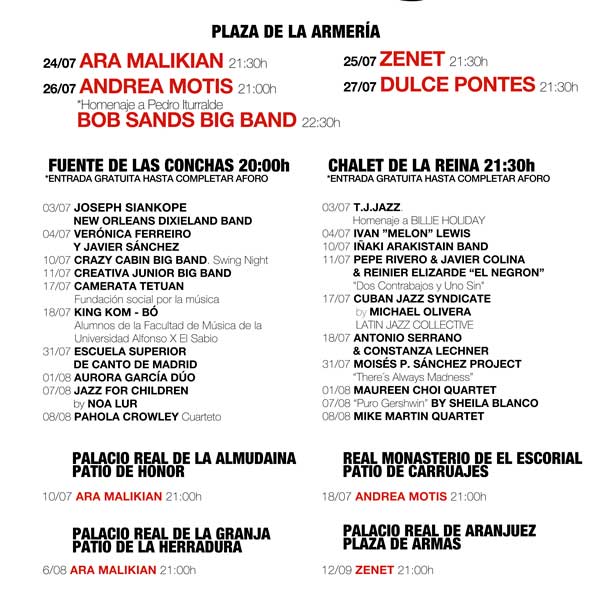 Concierto de Jazz Palacio Real 2020 en Varios espacios Jazz Palacio Real en Madrid