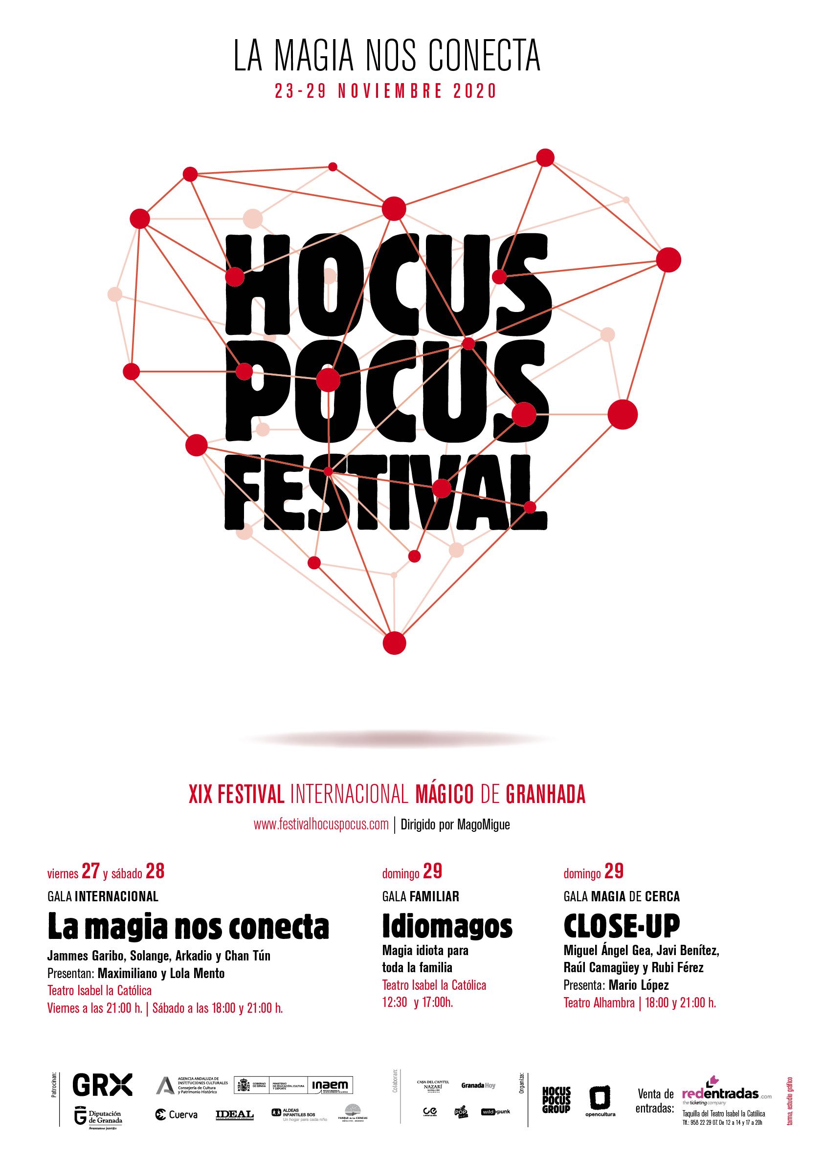 Hocus Pocus Festival de Magia de Granada 2020 programacion completa, espectáculos y galas 19 edición