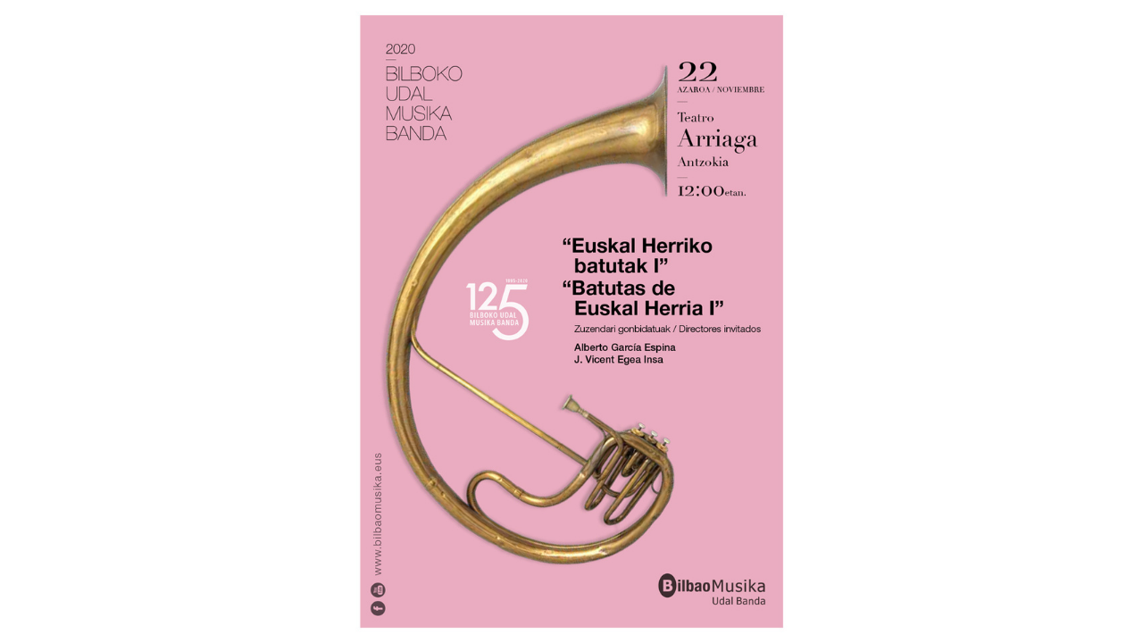 Este domingo la Banda Municipal de Música de Bilbao ofrecerá un concierto dirigido por Alberto García Espina y J. Vicent Egea Inma
