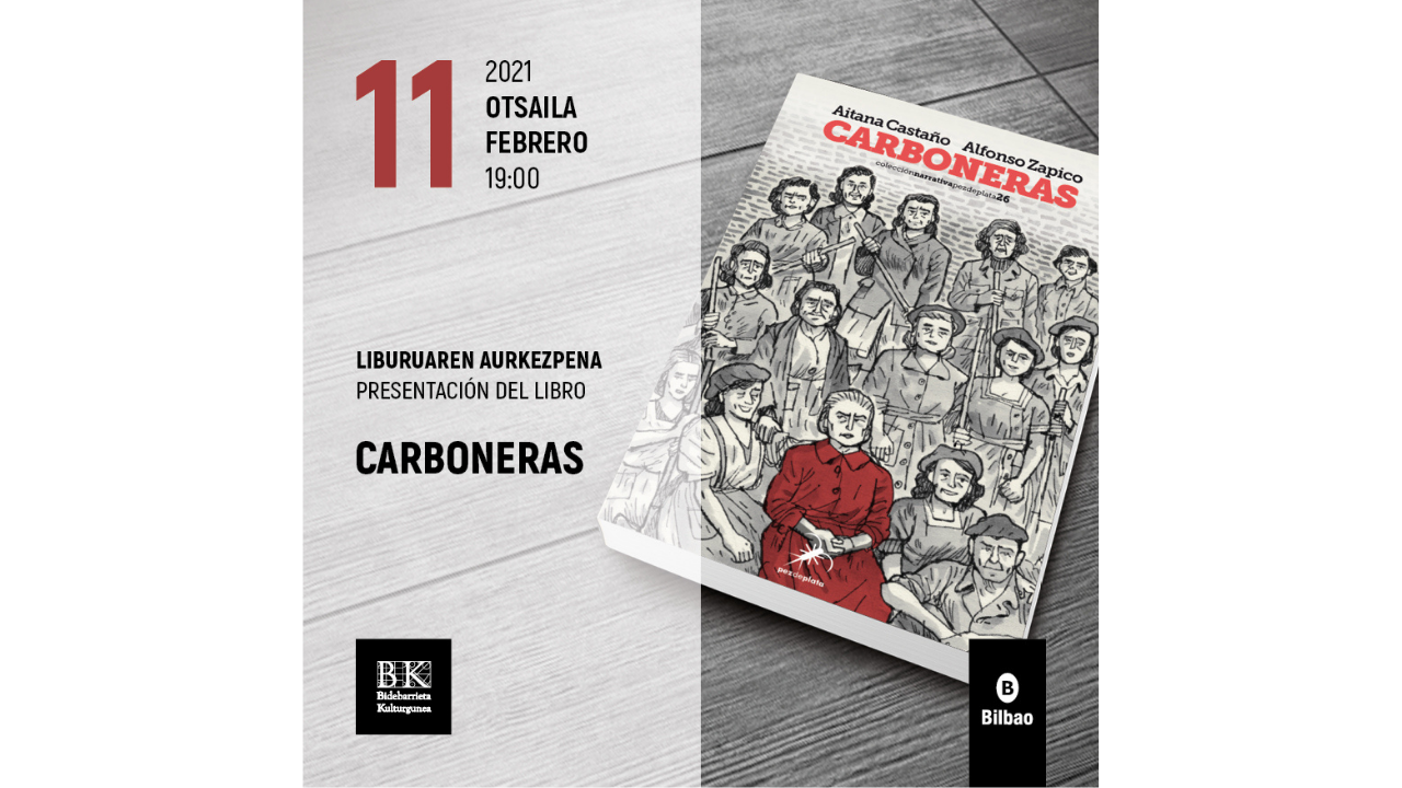 Bidebarrieta Kulturgunea albergará el 11 de febrero la presentación de la novela gráfica ‘Carboneras’