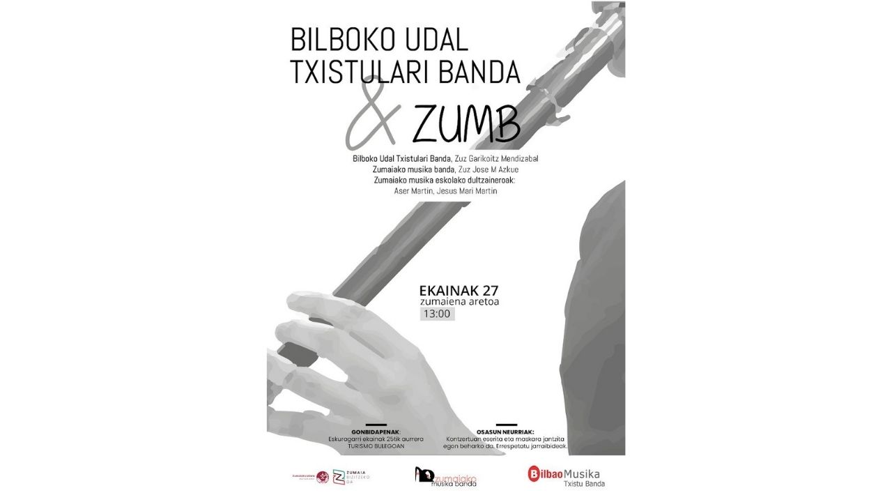 La Banda municipal de txistularis de Bilbao y la Banda de música de Zumaia ofrecerán un concierto conjunto el domingo en Zumaiena Aretoa