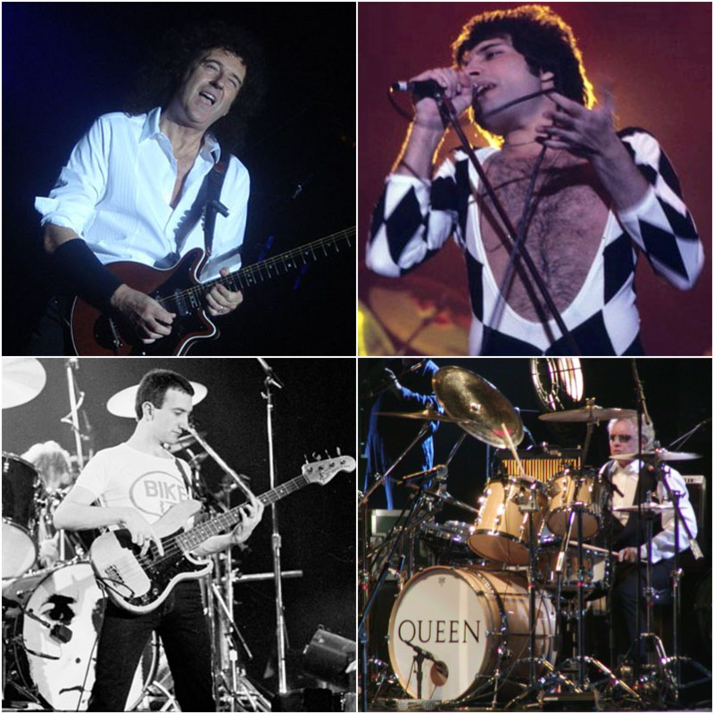 Queen Brian May 2008 Freddie Mercury 1977 John Deacon 1979 Roger Taylor 2005