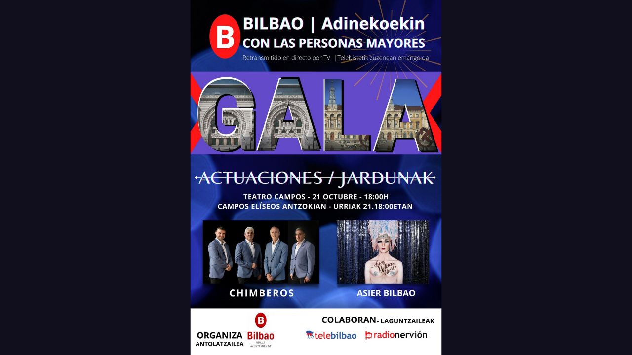 La gala ‘Bilbao con las personas mayores’ se celebra el 21 de octubre en el Campos