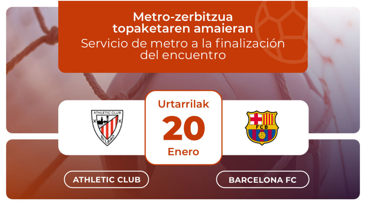 Metro Bilbao ofrece servicio para el Athletic – Barça